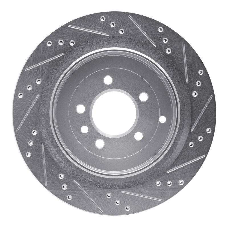 Land Rover Discovery Brake Rotor (1) - Rear Left - R1 Concepts - Drilled & Slotted - Silver - `05-`16